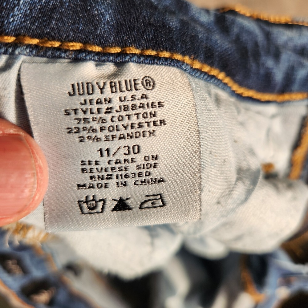 Judy Blue Jeans Womens 30X28 (Tag 11/30) JB84165 Med Blue Pin Stripe Skinny Fit - Picture 10 of 12